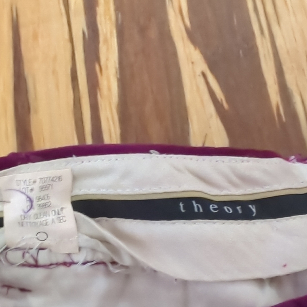 Theory Deep Purple Grape Velvet Wide Trousers - Picture 2 of 8